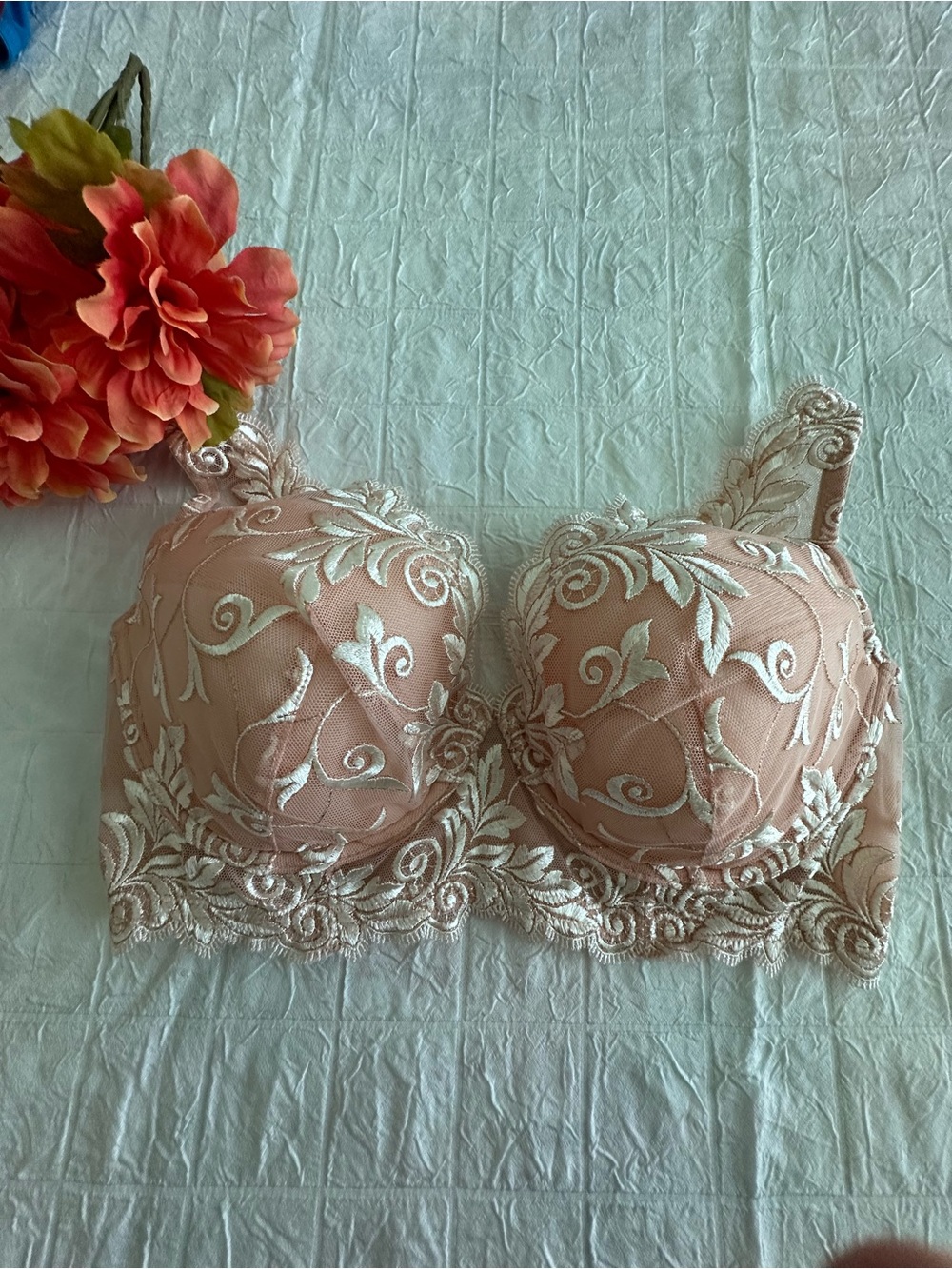 Soma Embroidered Longline Bra - Blush
